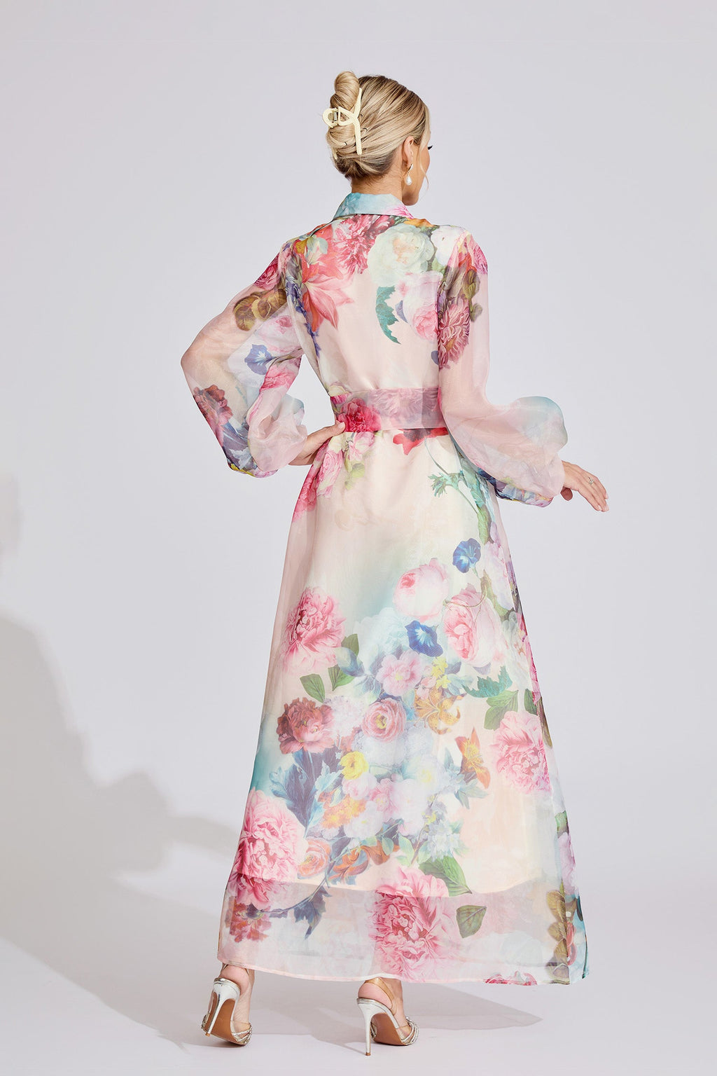 Alma Pink Floral Printed Maxi Dress