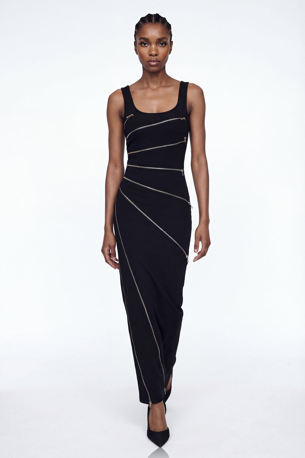 Aloysius Zipper Sleeveless Maxi Dress