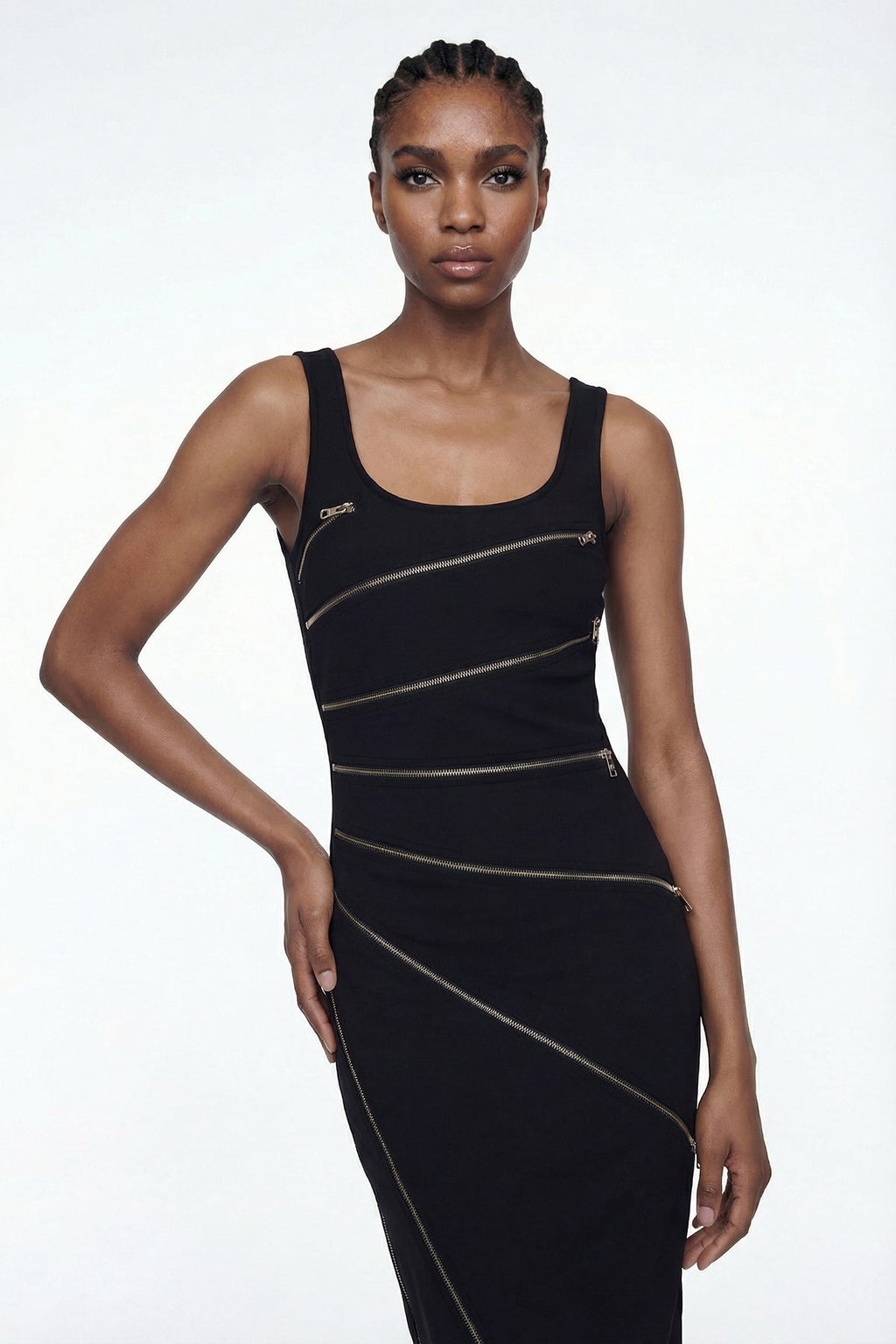 Aloysius Zipper Sleeveless Maxi Dress
