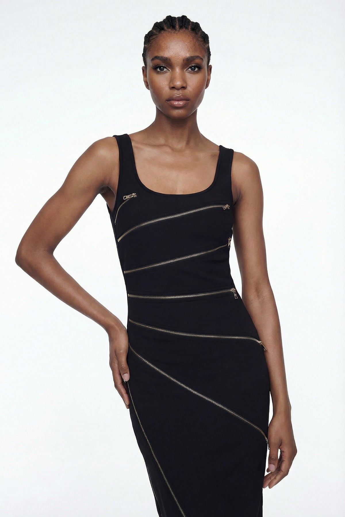 Aloysius Zipper Sleeveless Maxi Dress
