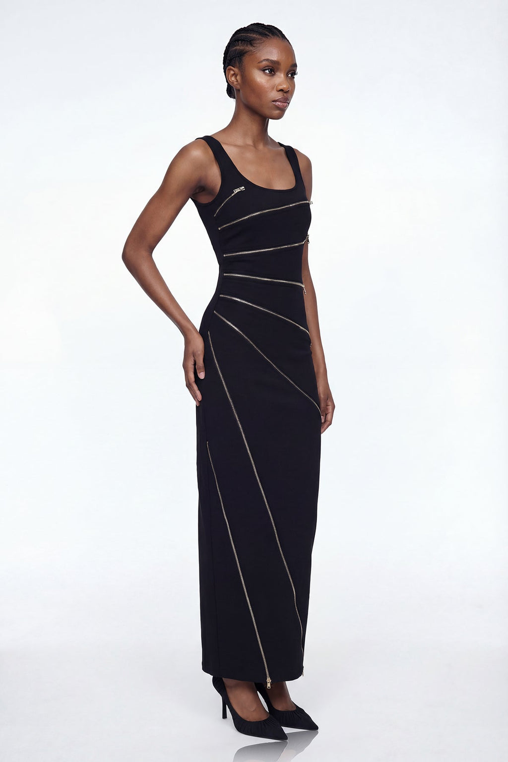 Aloysius Zipper Sleeveless Maxi Dress