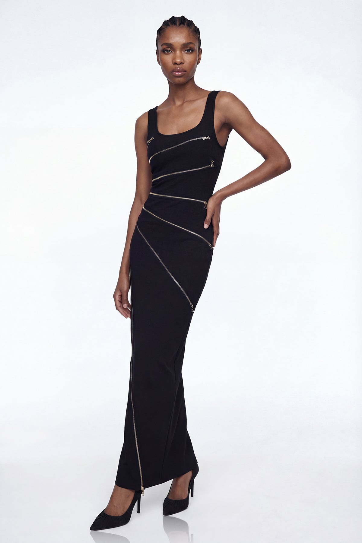 Aloysius Zipper Sleeveless Maxi Dress