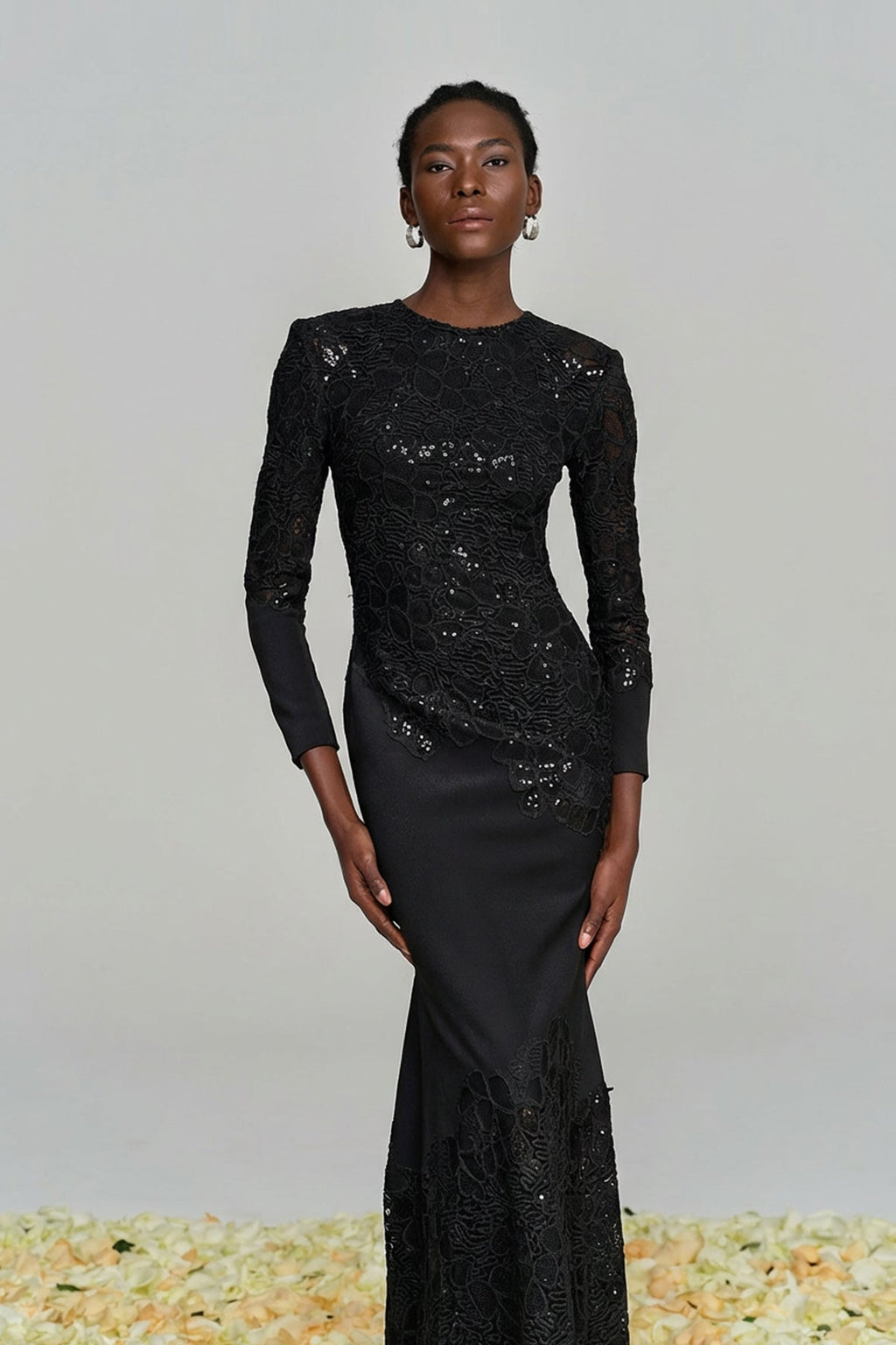 Ambroise Embroidered Sequin Maxi Dress In Black