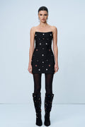 Amna Strapless Rhinestone Bodycon Mini Dress