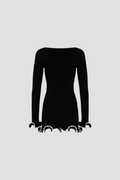 Anand Asymmetric Wavy Long Sleeve Mini Dress In Black