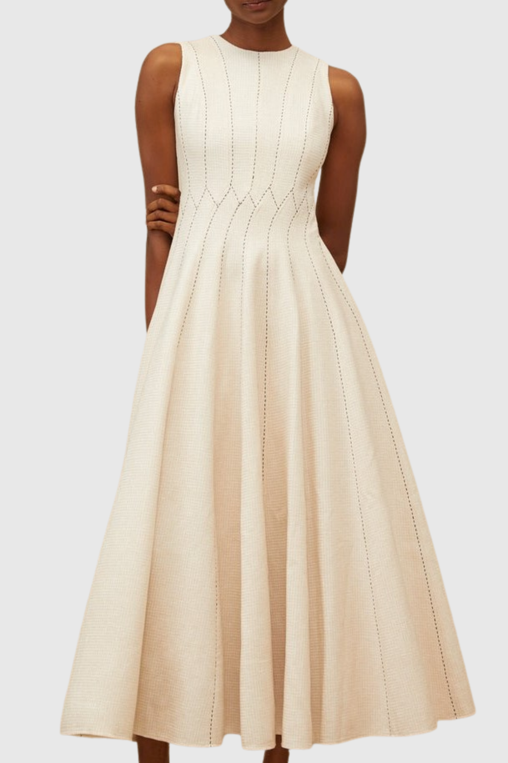 Anise Sleeveless Shirred Textured Maxi Dress