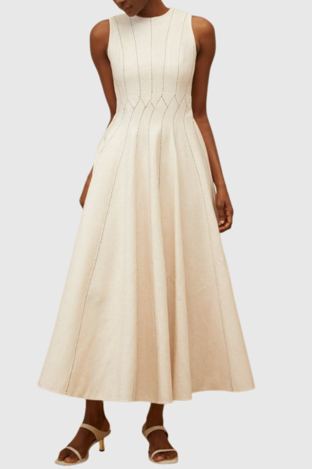 Anise Sleeveless Shirred Textured Maxi Dress