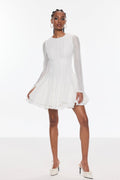 Annelise Long Sleeve Cutout Ruffle Mini Dress In White