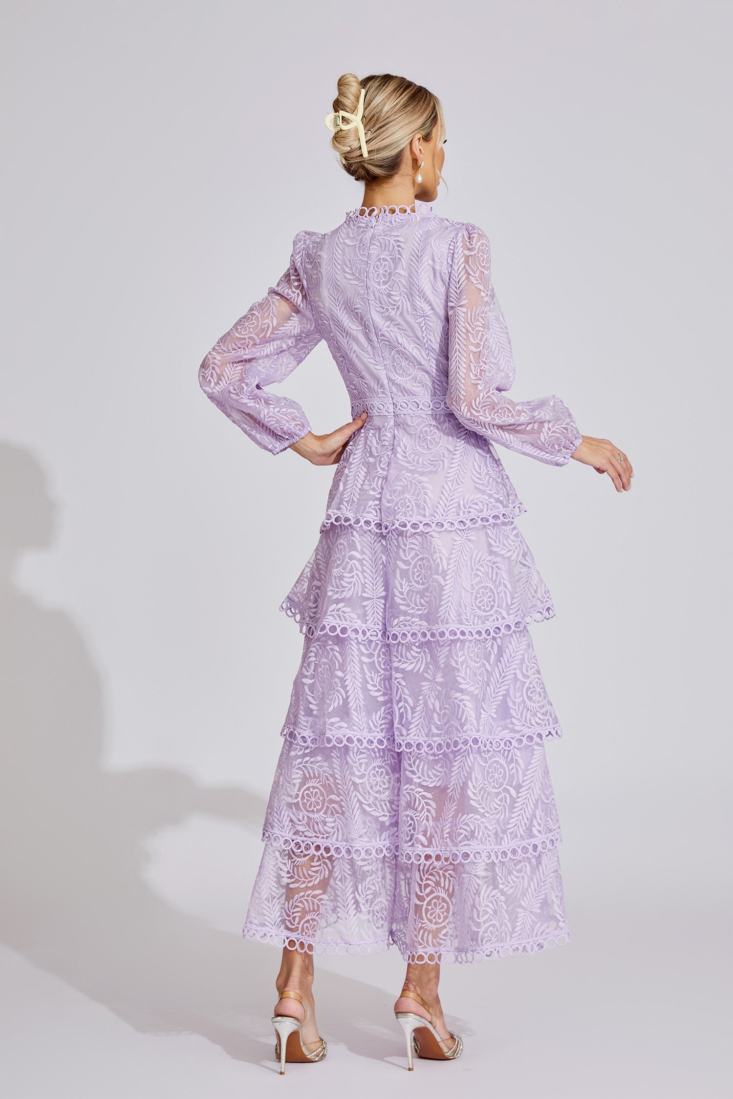 Annya Purple  Elegant Lace Maxi Dress