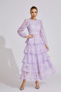 Annya Purple  Elegant Lace Maxi Dress