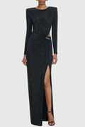 Aquila Crystal Embellished Cutout Maxi Dress - Black