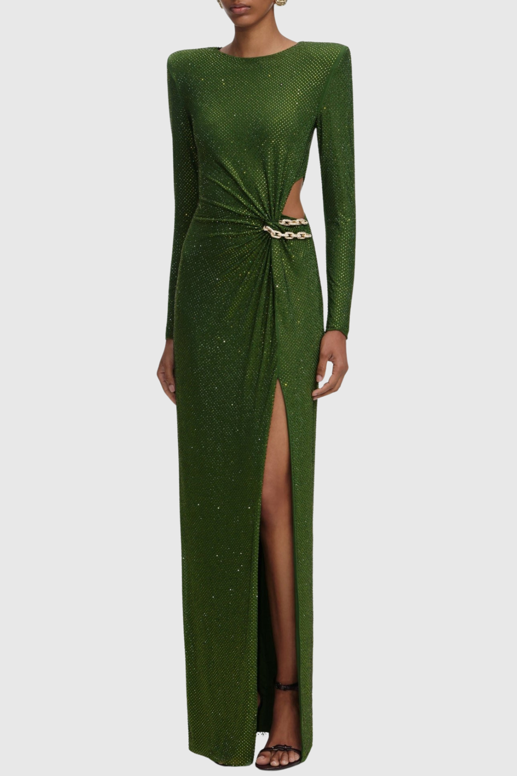 Aquila Crystal Embellished Cutout Maxi Dress - Green