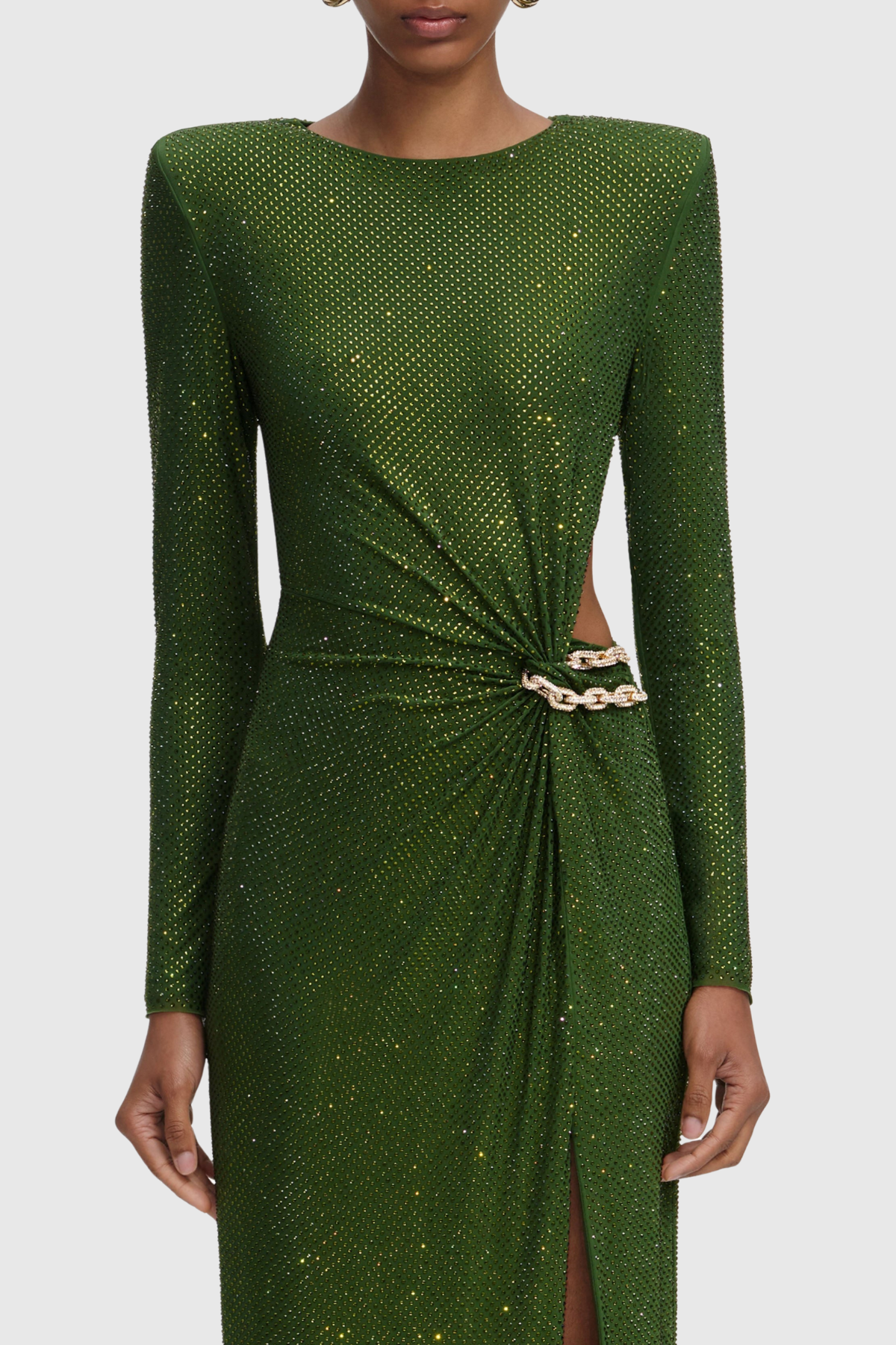 Aquila Crystal Embellished Cutout Maxi Dress - Green
