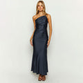 Arrival Dress One Shoulder Pleated Backless Sleeveless Dress Slim Fit Maxi Dress
