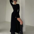 Slim Fit Graceful Long Sleeve Split Maxi Dress