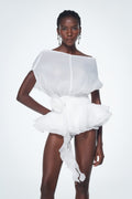 Baatar Backless Ruffle Flower Mini Dress In White
