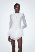 Badr Balloon Sleeve Mesh Mini Dress