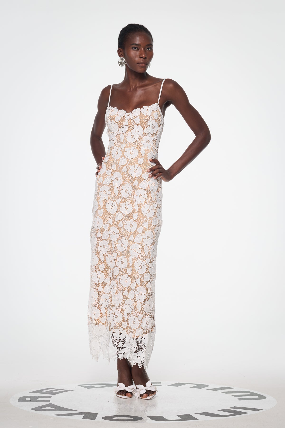 Bagrat Lace Spaghetti Lace Up Maxi Dress