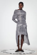 Bahija Plaid Asymmetric Split Maxi Dress