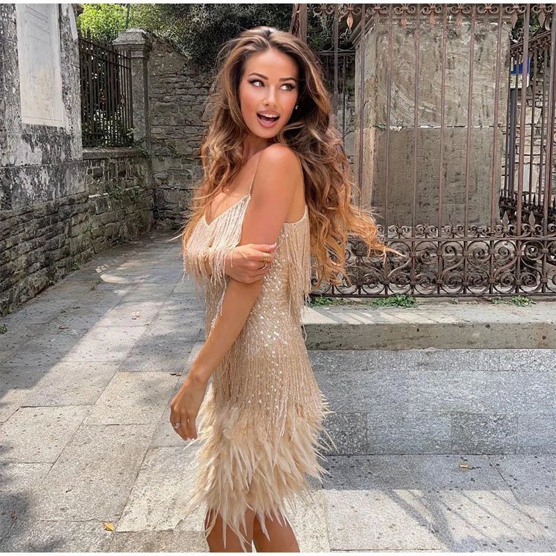 Matilda  Feather Mini Dress