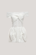 Batuhan Strapless Cross Drawstring Mini Dress