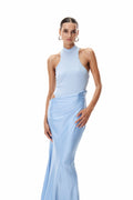 Beres Tank Top Satin Maxi Dress In Blue