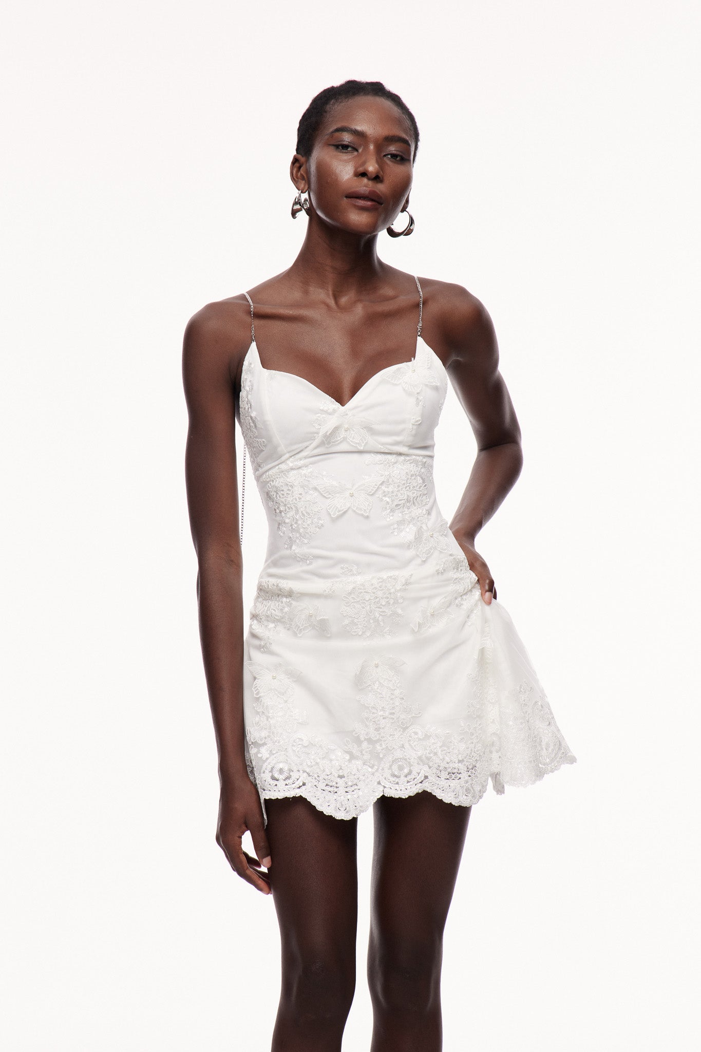 Bitya Mesh Lace Butterfly Mini Dress