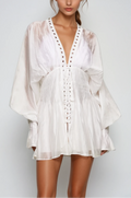 Blagoslav Balloon Sleeve Lace Up Mini Dress