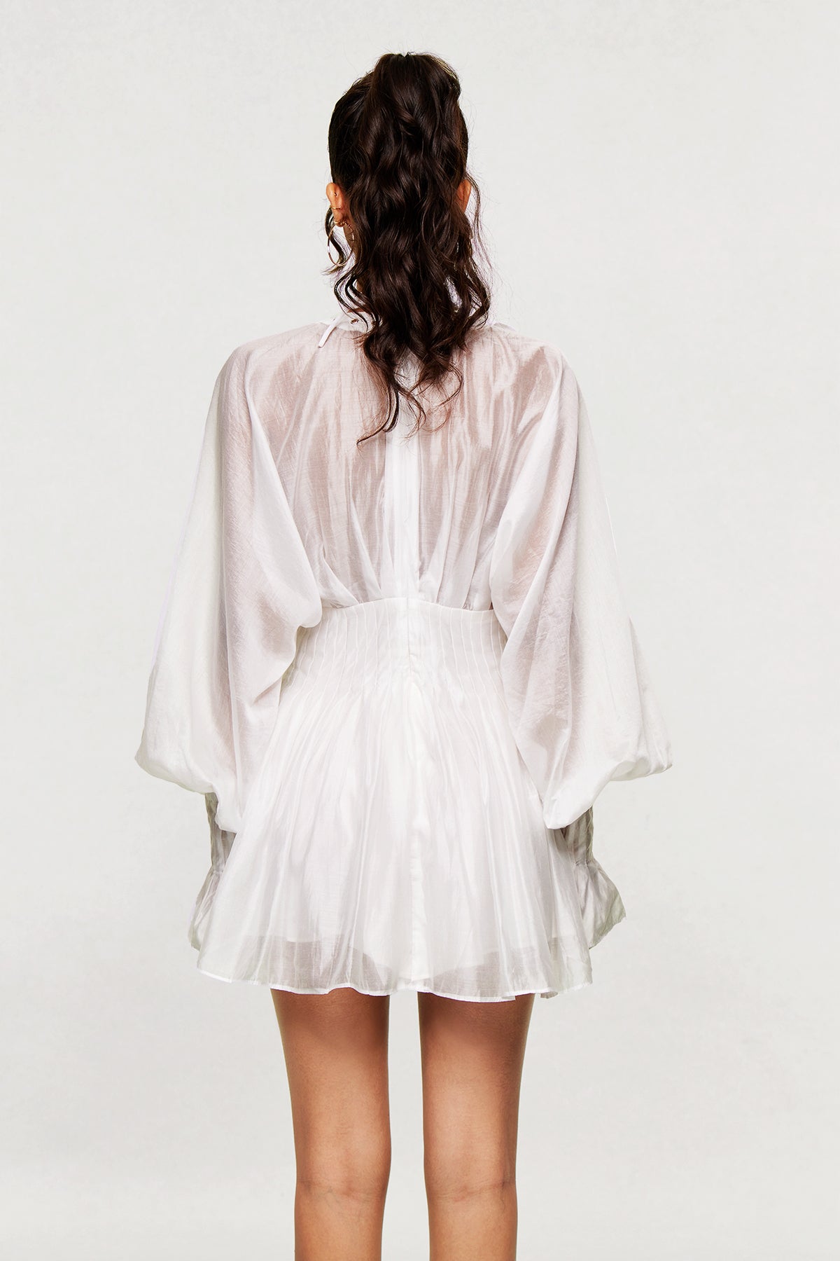 Blagoslav Balloon Sleeve Lace Up Mini Dress