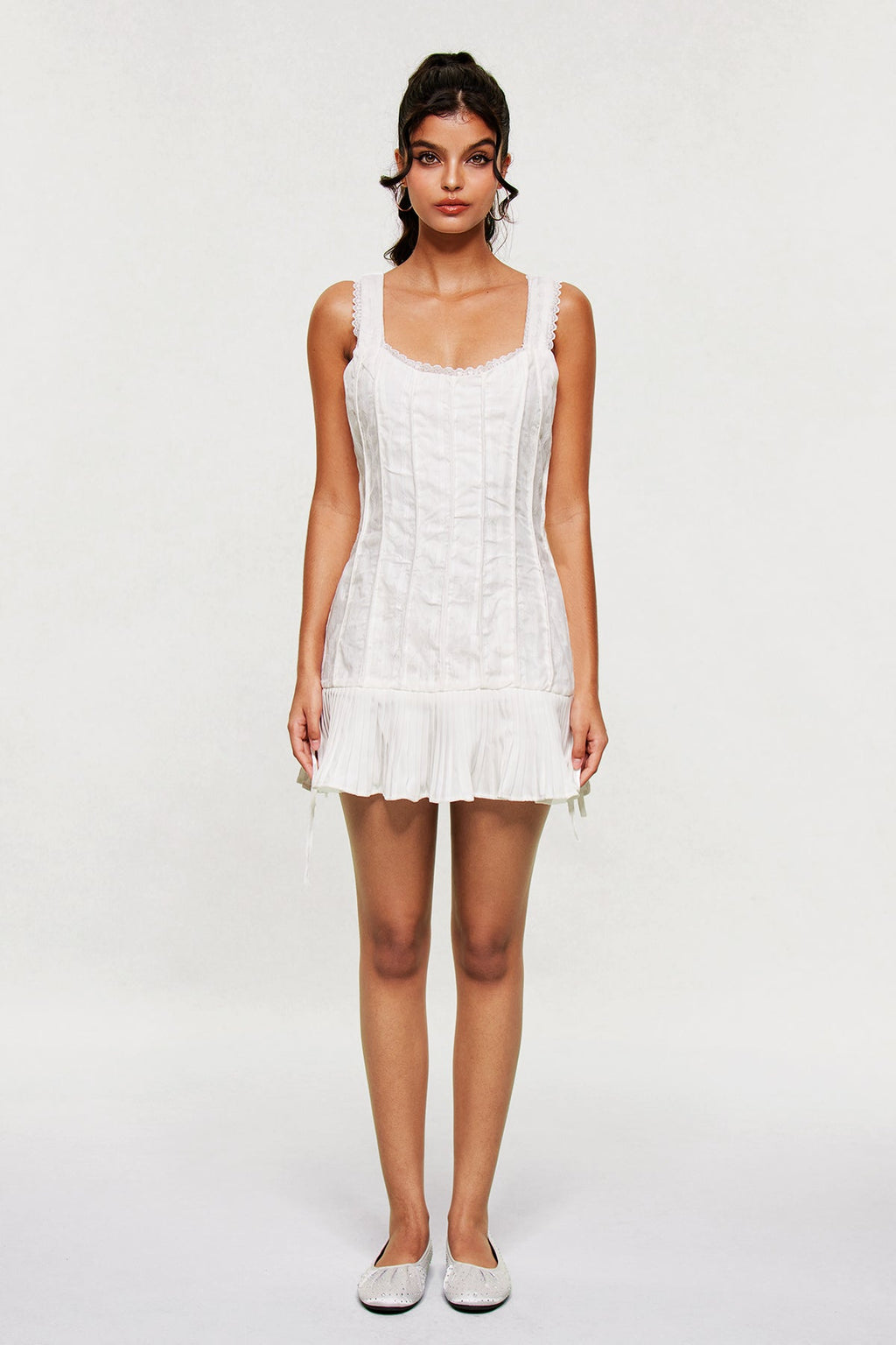 Blahoslav Ruch Stripe Lace Up Mini Dress