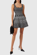 Bolboli Jacquard Knit Flared Mini Dress