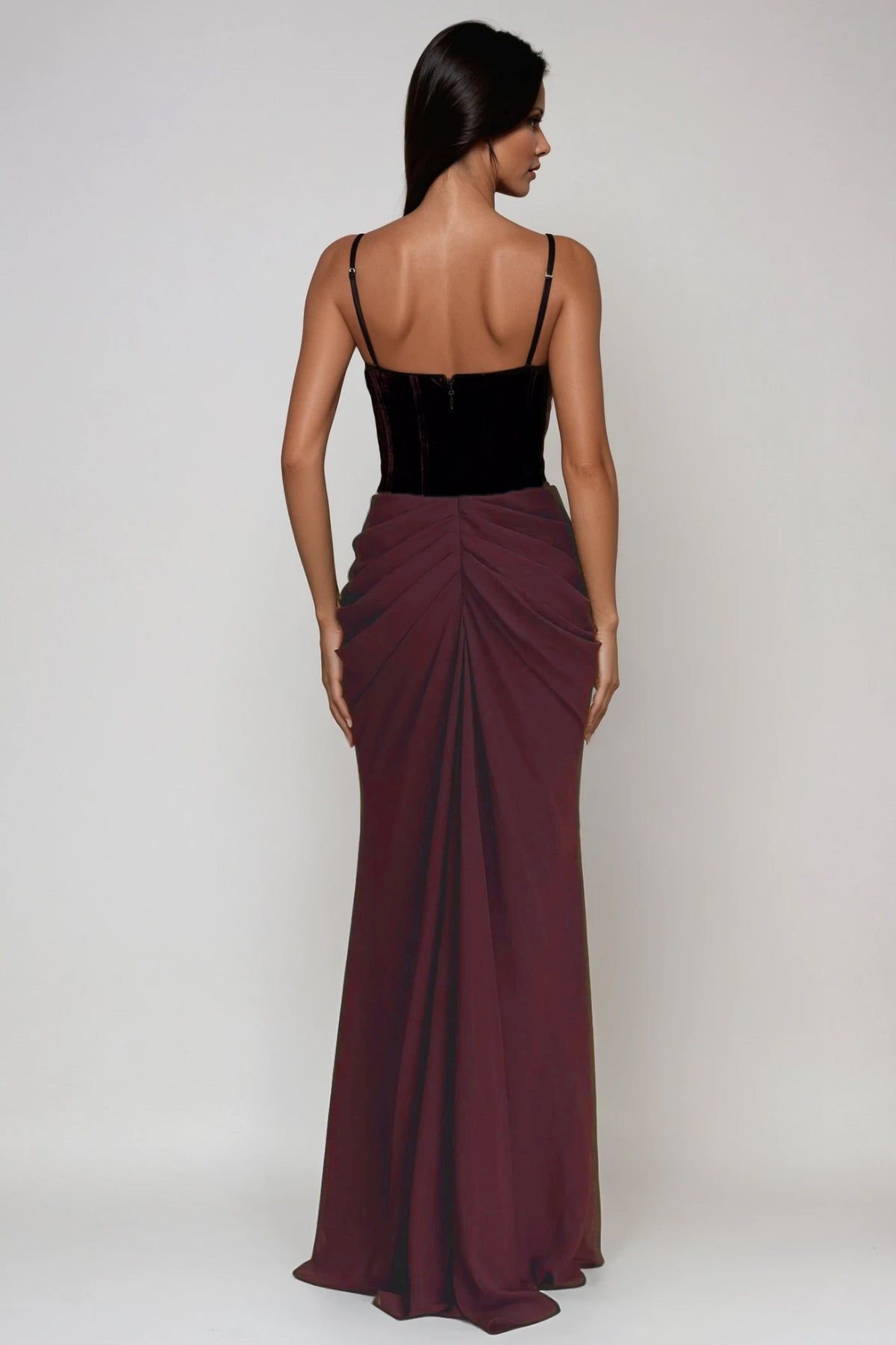 Boyan Mesh Ruch Maxi Dress