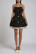 Bracha Crystal Bow Mesh Mini Dress