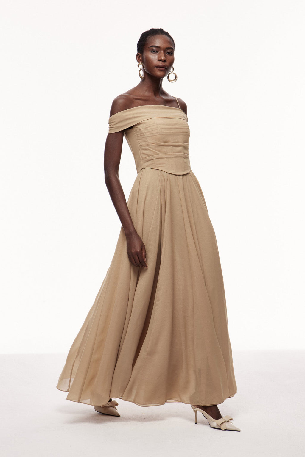 Brandon Corset Ruffle Maxi Dress