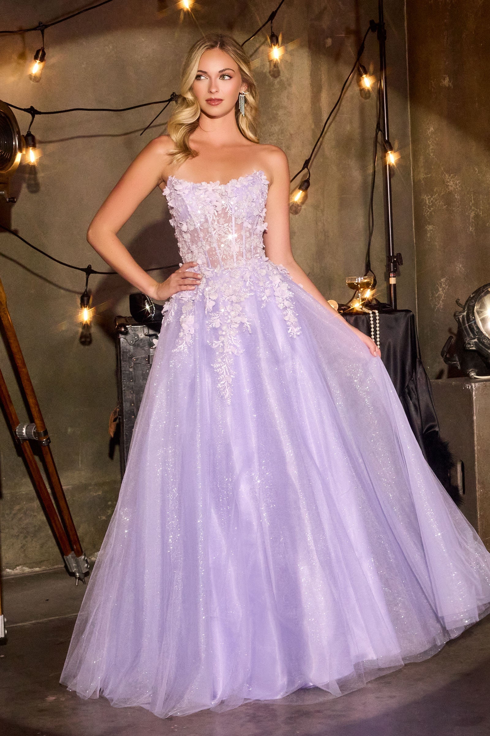 April Scoop Neck Ball Gown with Floral Appliqu¨¦