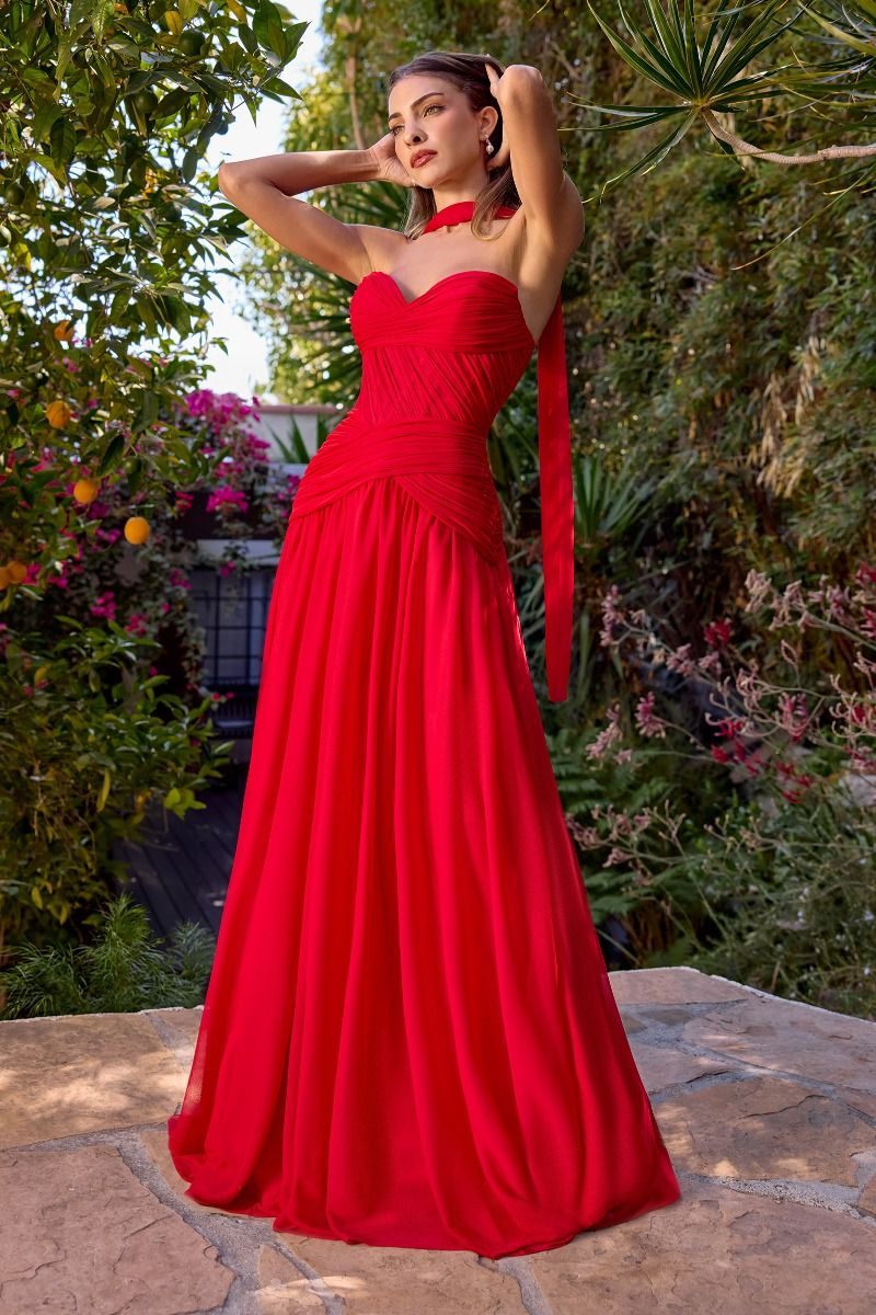 Kimberly Gown - Chiffon A-line Dress With Scarf