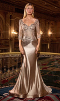 Stella Evening Gown - Embroidered Long Sleeve Formal Dress