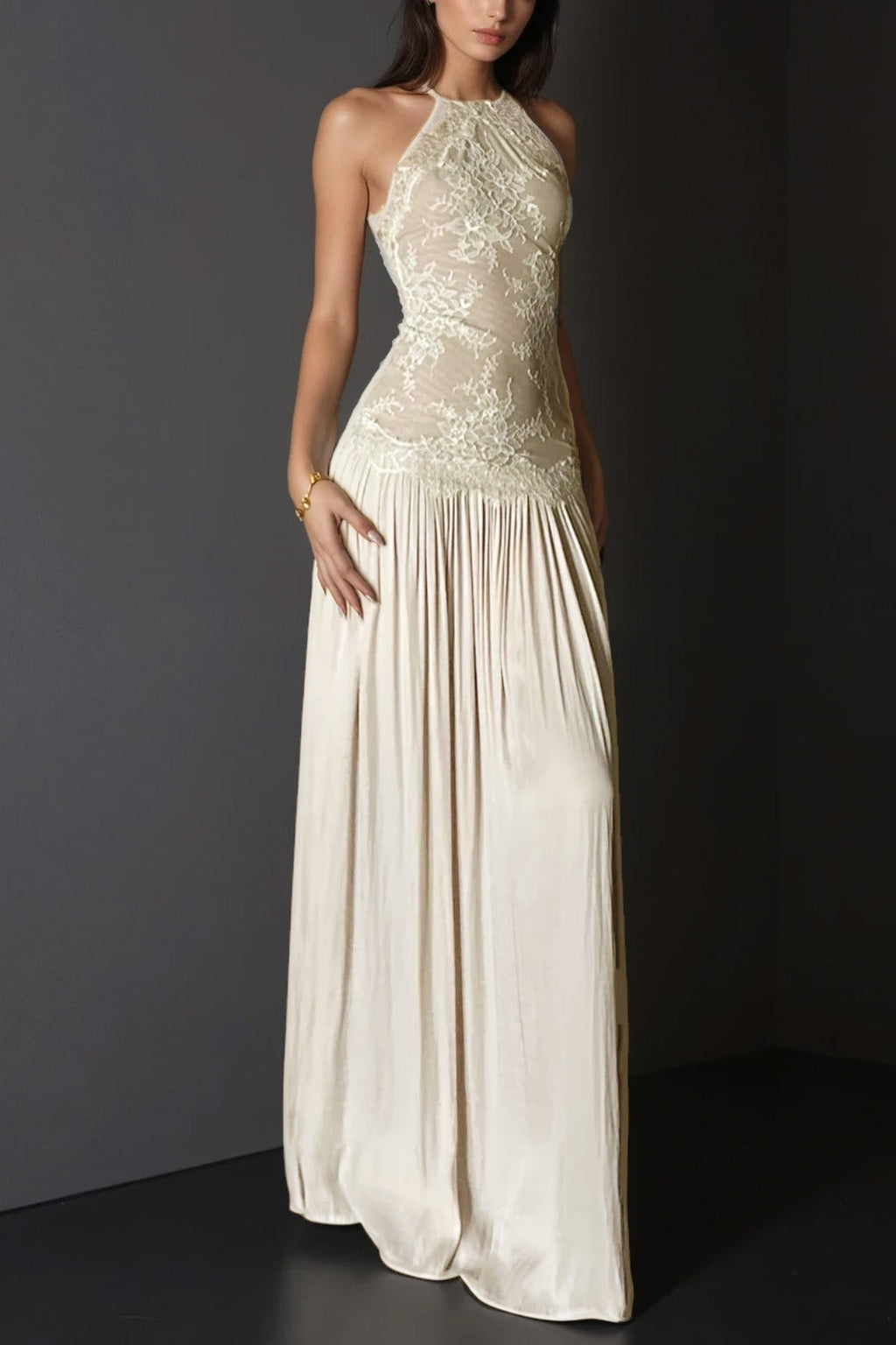 Cadwalader Lace Floral Ruch Maxi Dress