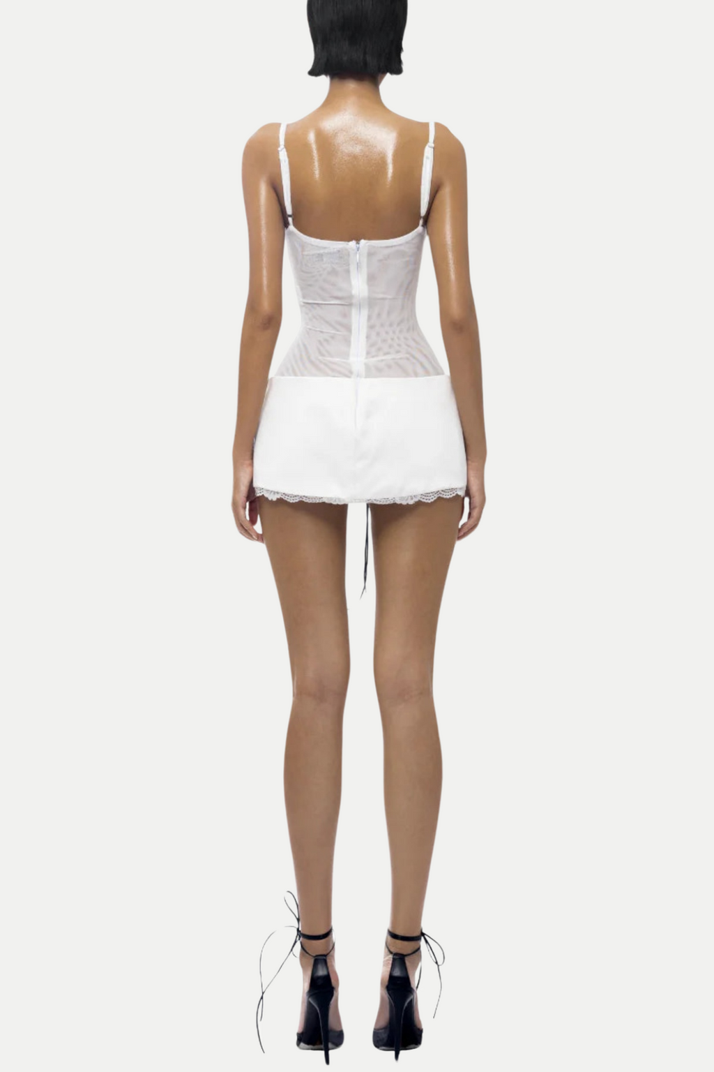 Calais Lace Up Mesh Mini Dress