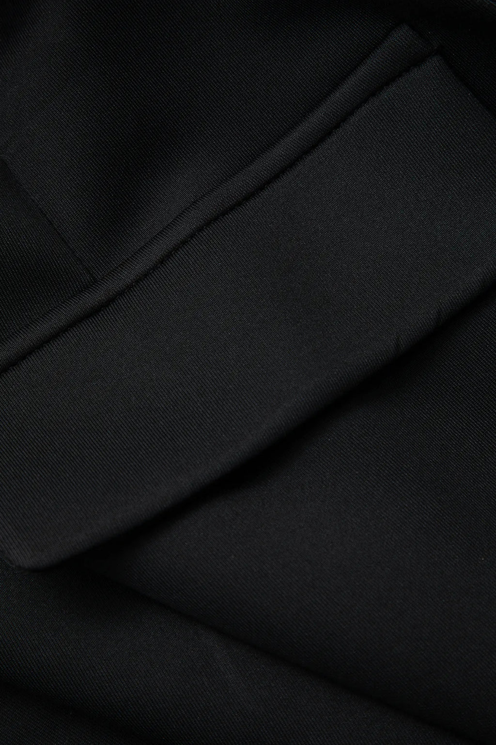 Calliope Solid Black Round Neck Short Sleeve Midi Party Dress