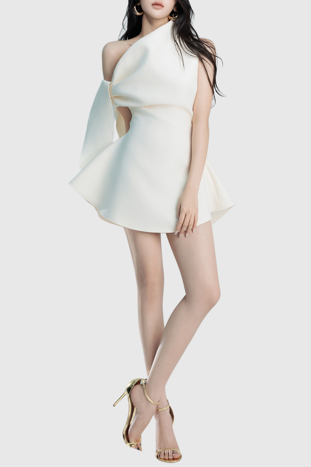 Calwa Asymmetric One Shoulder Flare Mini Dress