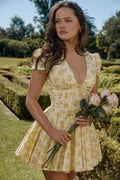 Camellia Floral Puff Sleeve Mini Dress