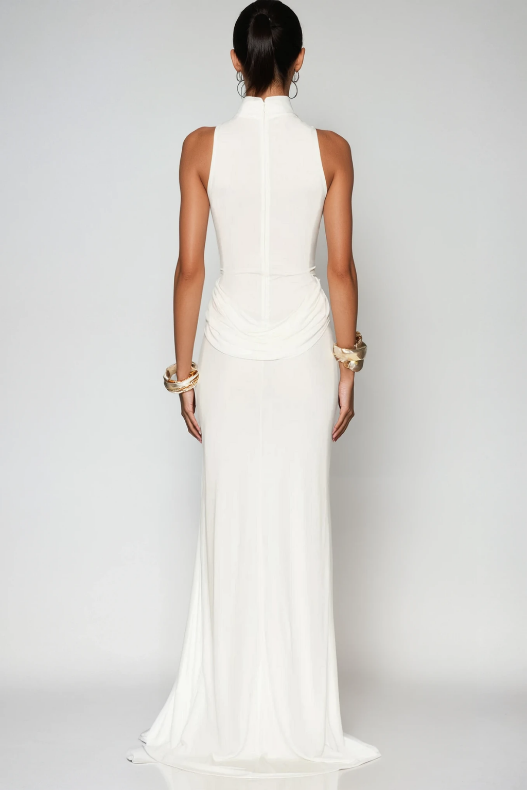 Canaan Ruch Sleeveless Split Maxi Dress In White