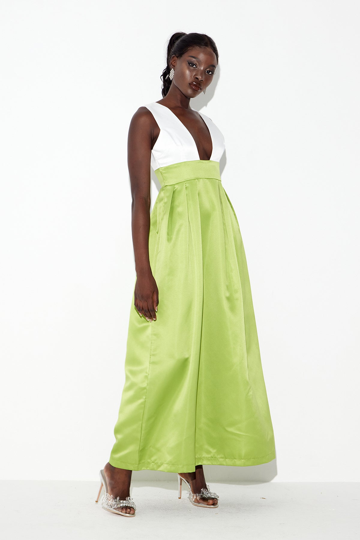 Candis Plunge Satin Maxi Dress