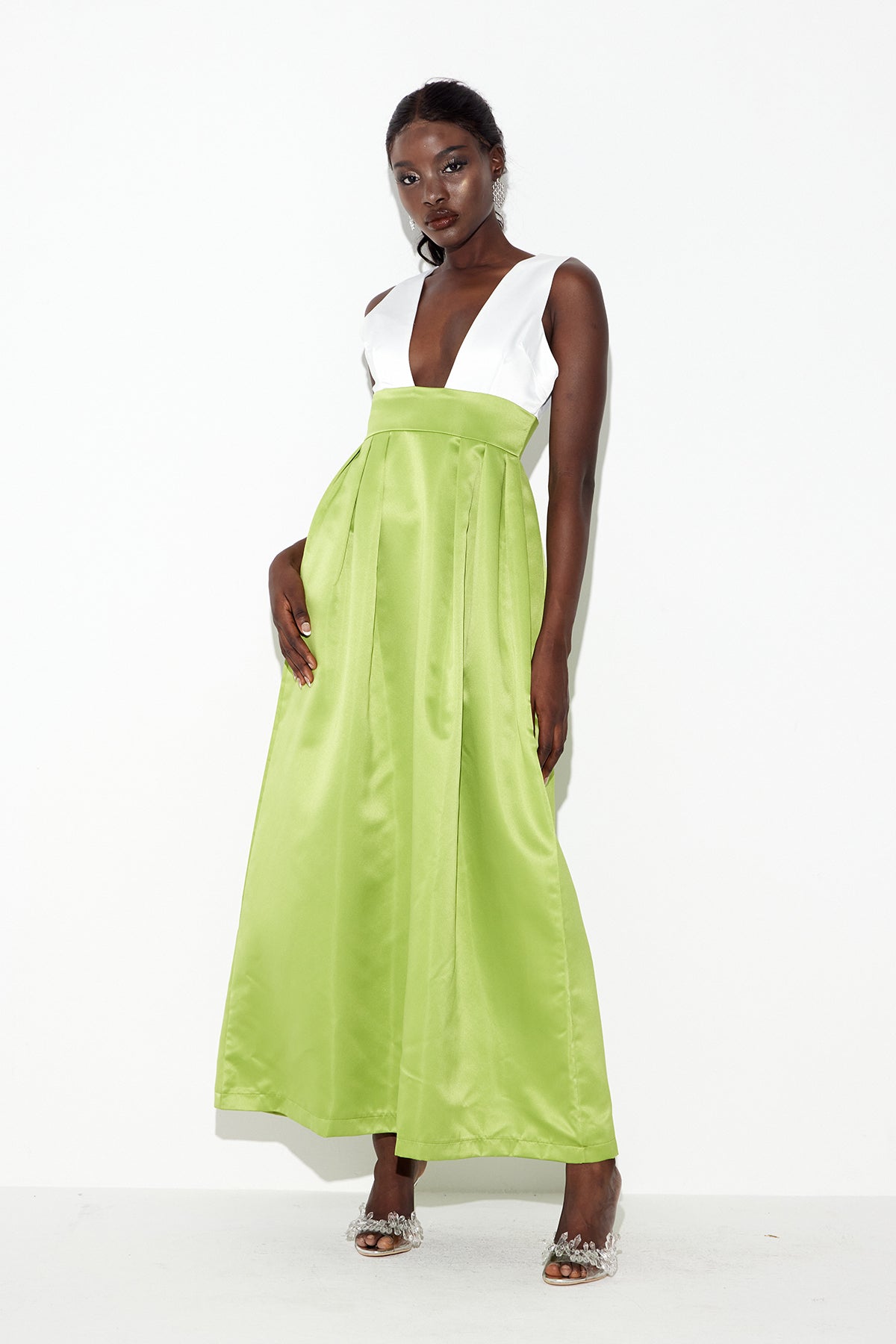 Candis Plunge Satin Maxi Dress