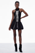 Carlisle Lace Up Puffy Mini Dress
