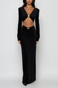 Carmen Cutout Long Sleeve Bandage Maxi Dress