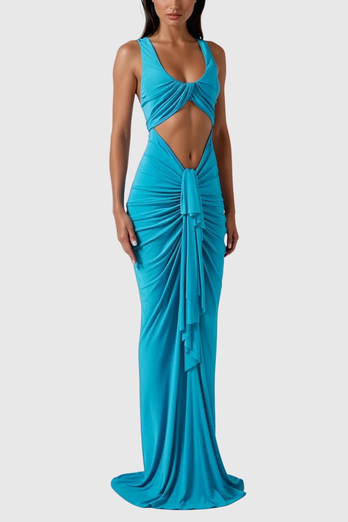 Carmine Ruch Cutout Lace Up Maxi Dress