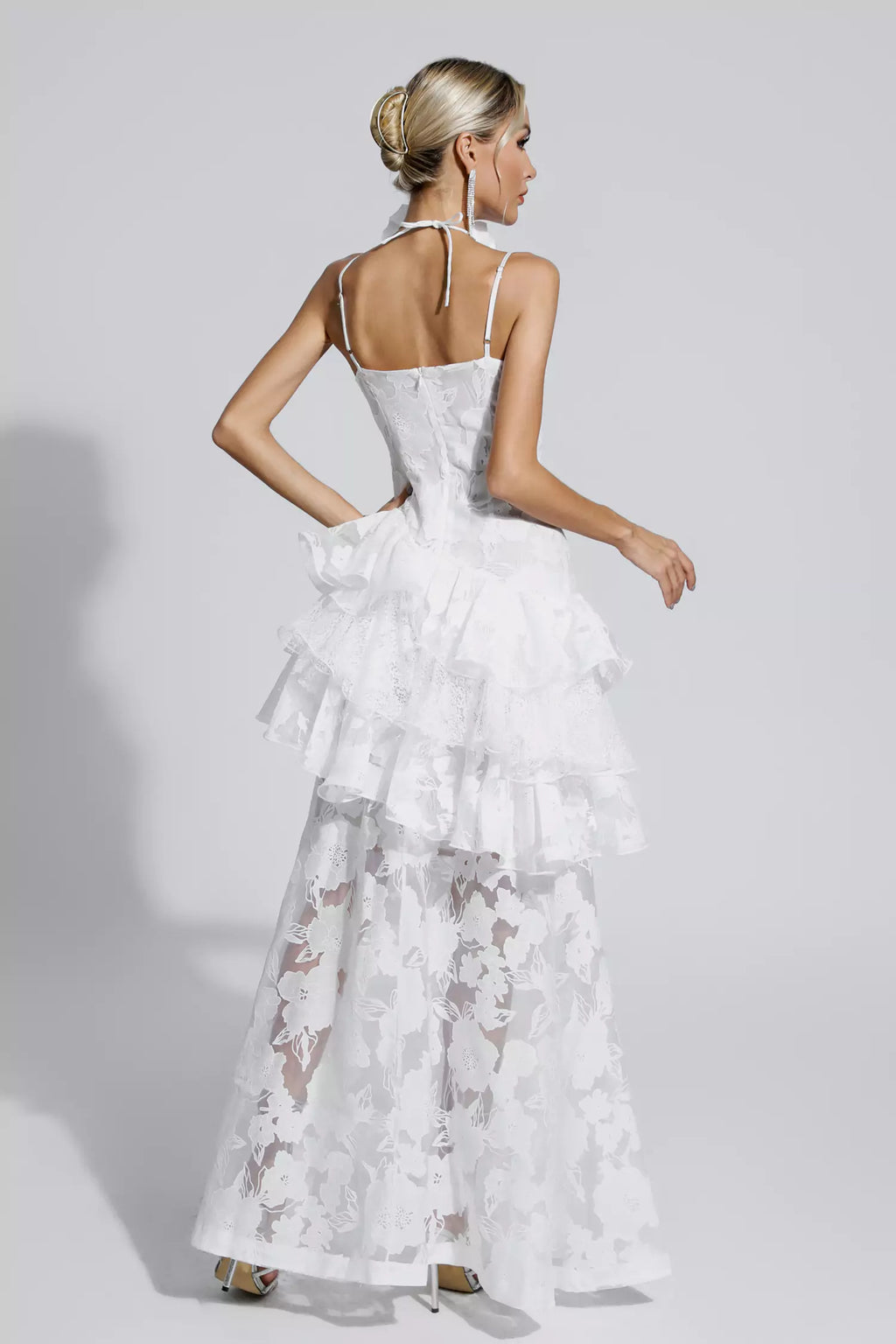 Cassandra White Cut Out Floral Maxi Dress
