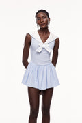 Cenhelm Stripe Bow Puffy Mini Dress